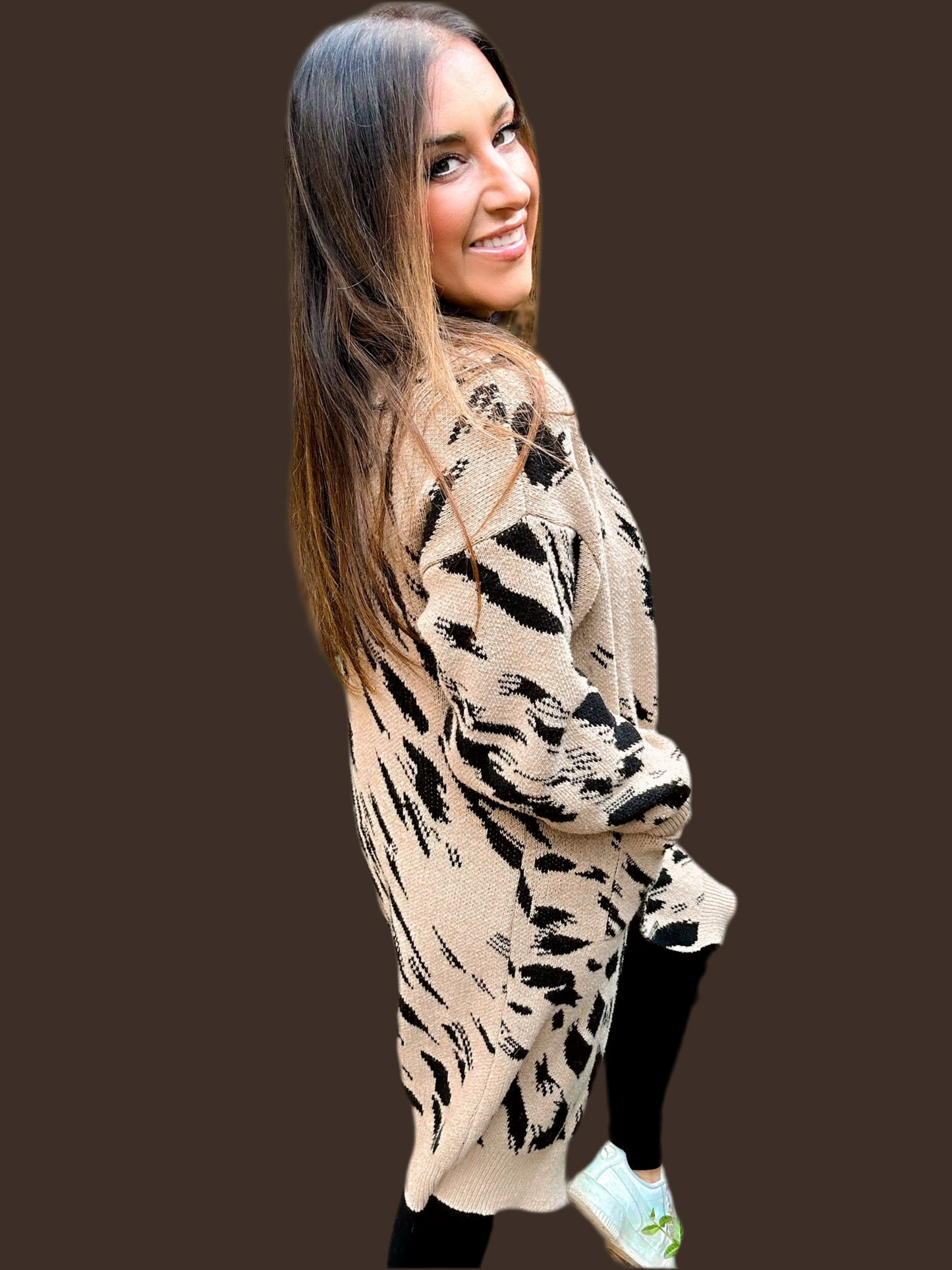 Harper Heavyweight Animal Print Cardigan