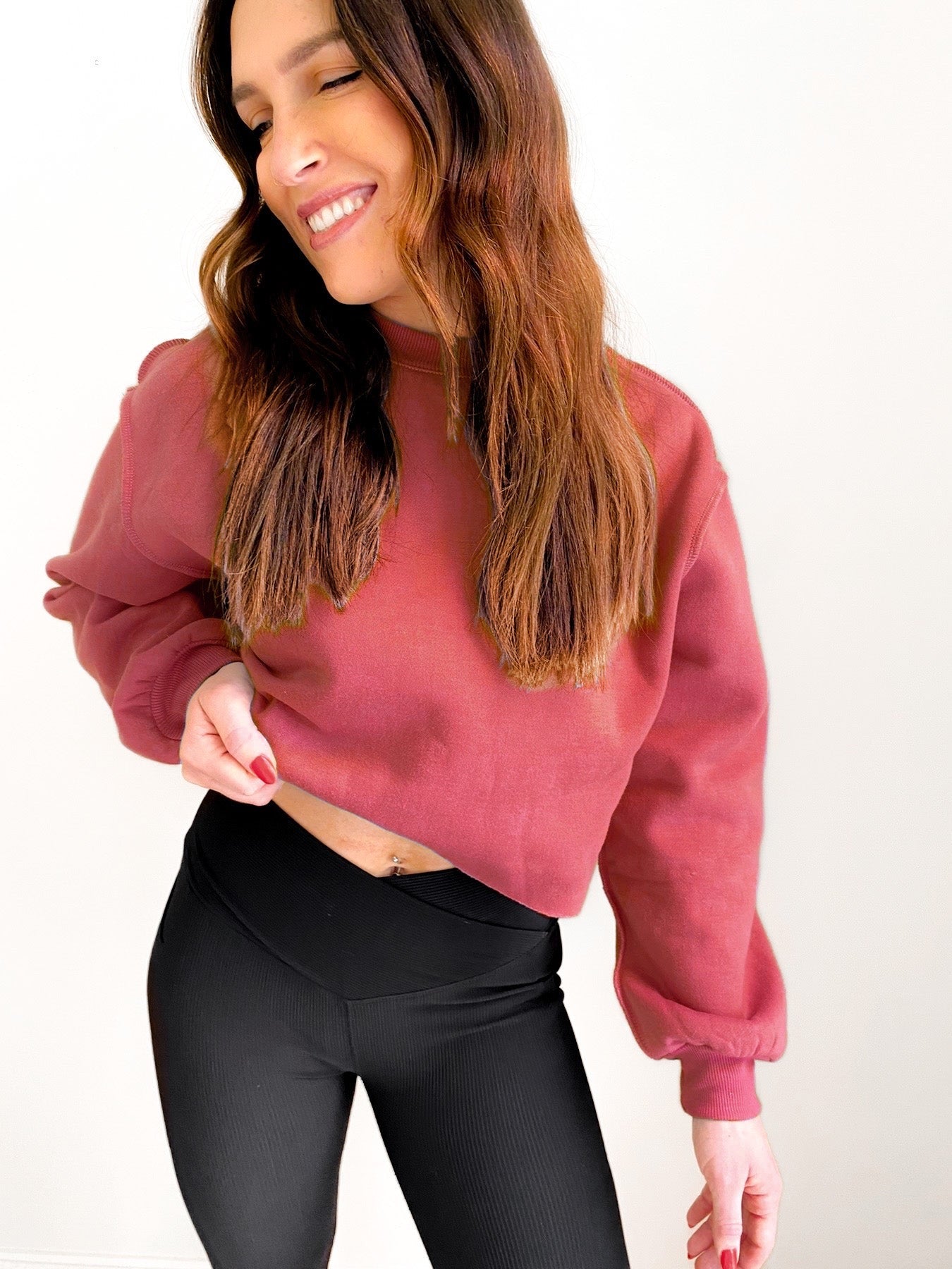 Izzy Inside-Out Cropped Sweatshirt