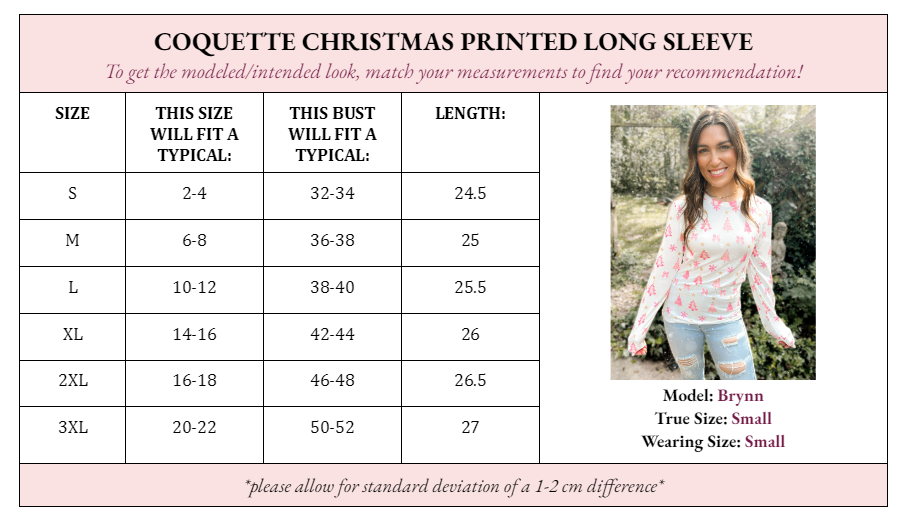 Coquette Christmas Printed Long Sleeve Top