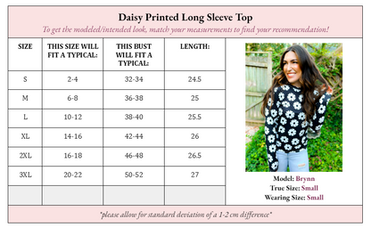 Delia Daisy Print Long Sleeve Top