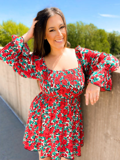 The Sabrina Smocked Bell Sleeve Dress