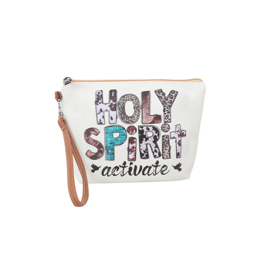 MYS Wholesale Inc - HOLY SPIRIT PRINT COSMETIC POUCH BAG WITH WRISTLET